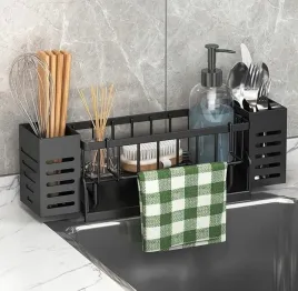 metalowy-organizer-do-zlewu-z-pojemnikiem-i-ociekaczem-czarny-34x9x11cm