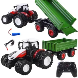 traktor-na-pilota-zielona-przyczepa-rc0602