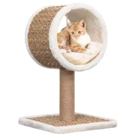 drapak-dla-kota-z-legowiskiem-i-zabawka-bezowy-34-x-34-x-56-cm