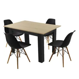 zestaw-stol-120x80-blat-jasny-dab-sonoma-nogi-czarne-4-czarne-krzesla-milan