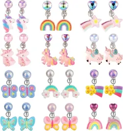 12x-kolczyki-dla-dzieci-na-klipsy-jednorozec-tecza-syrena-bezpieczenstwo