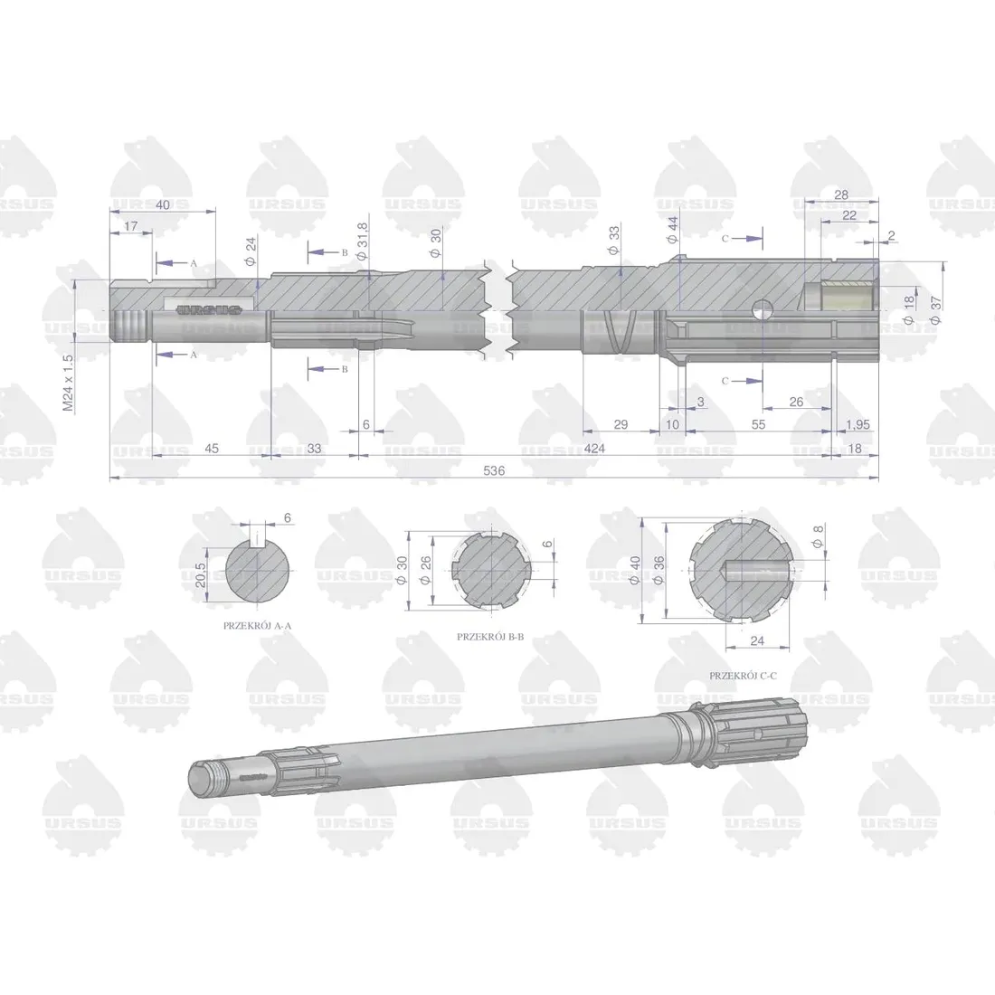walek-przekaznika-mocy-c-330-oryginal-ursus