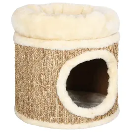 drapak-dla-kota-z-legowiskiem-i-trawa-morska-bezowy-31x33-cm