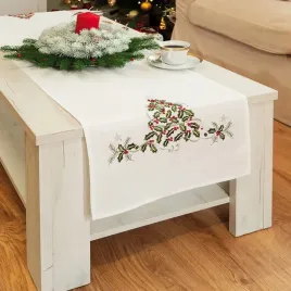 bieznik-swiateczny-haftowany-z-czerwonymi-perelkami-40x140-cm-zielony-urok