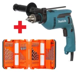 makita-wiertarka-udarowa-680w-hp1640-13mm-zestaw-wiertel-bitow