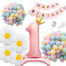 girlanda-balonowa-roczek-1-balony-rozowe-urodziny-dla-dziewczynki-158-szt