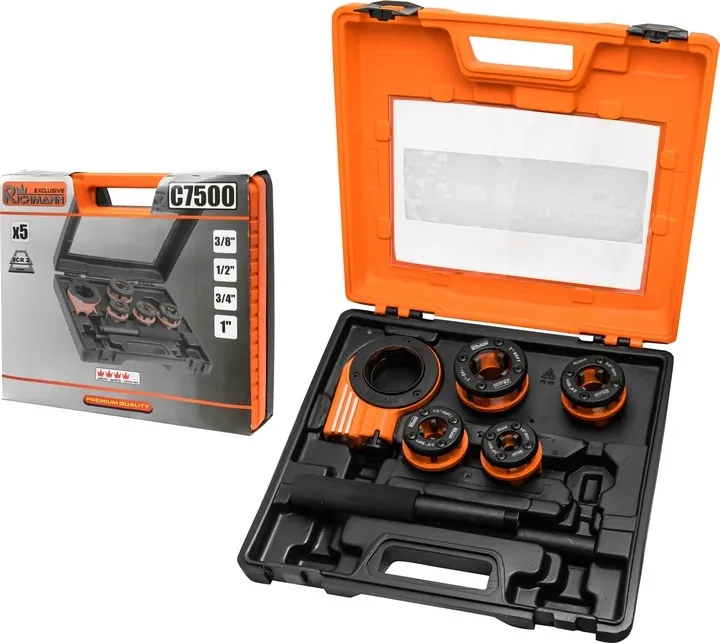 richmann-gwintownica-reczna-narzynki-do-rur-4-glowice-5el-3-8-3-4-1-2-1-stan-nowy