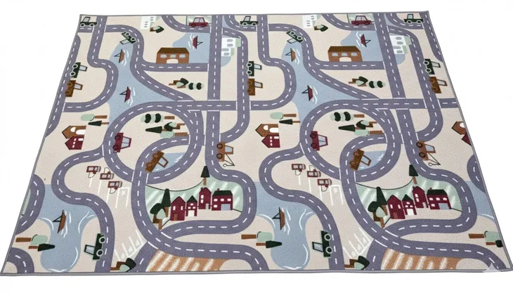 Dywan dla dzieci SCANROAD MIASTO AUTA BUDYNKI DO ZABAWY 200x200