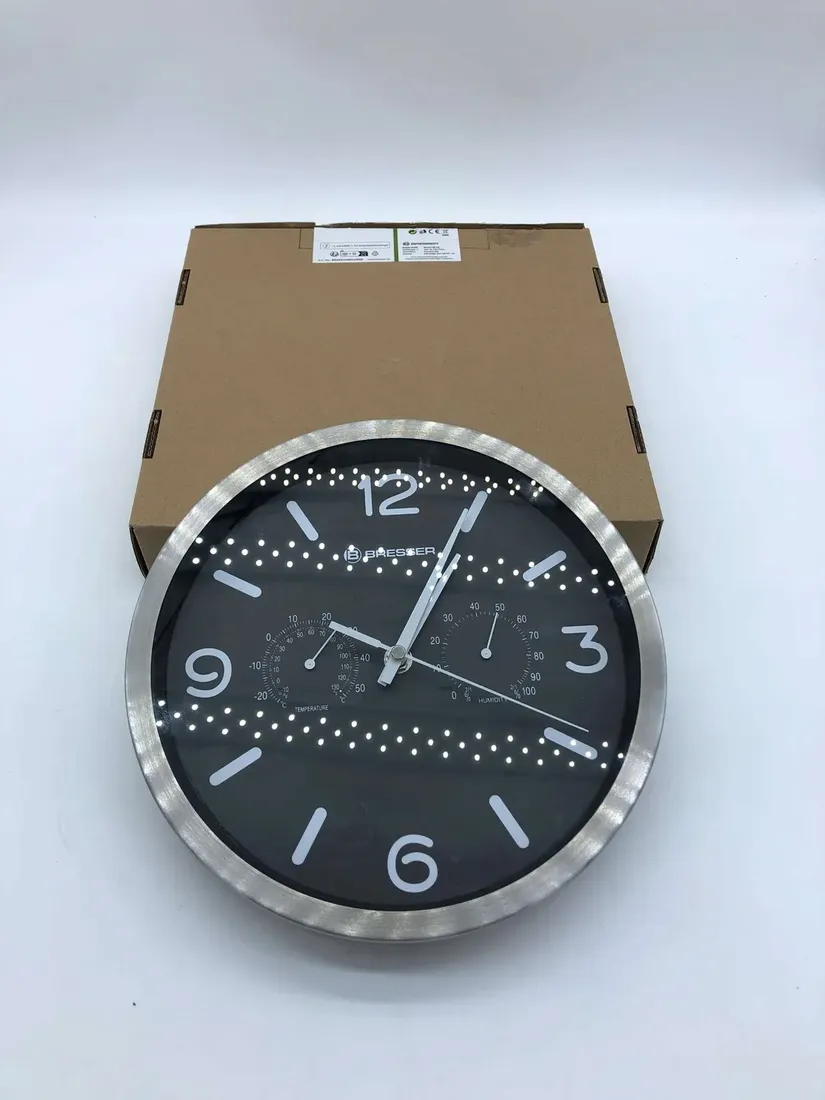 zegar-scienny-bresser-srebrny-25cm