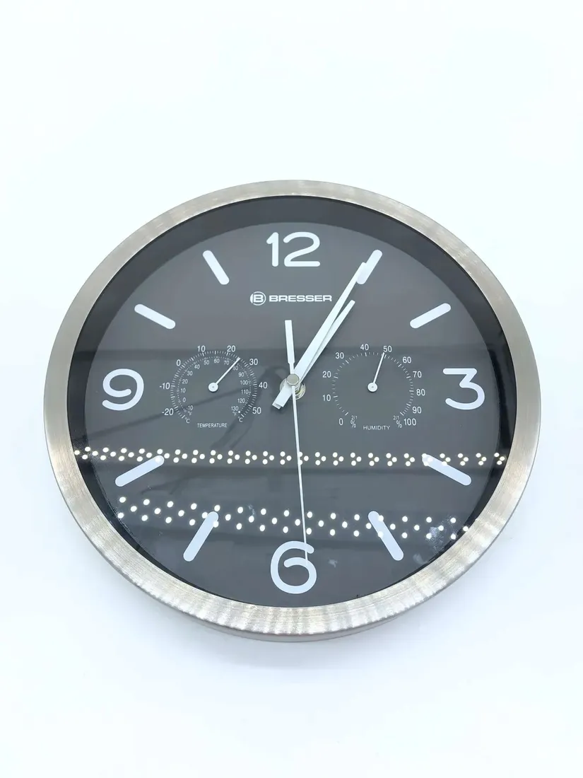zegar-scienny-bresser-srebrny-25cm-stan-powystawowy