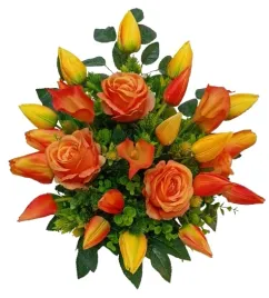 stroik-wiazanka-grob-cmentarz-kwiaty-kalie-tulipany-roze