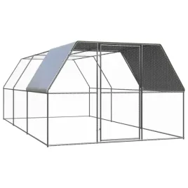 klatka-dla-kurczakow-3x6x2m-ocynkowana-stal-srebrna-z-dachem-pe