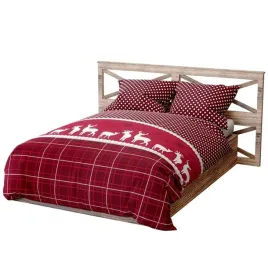 posciel-swiateczna-160x200-renifery-kratka-czerwona-groszki-xmass