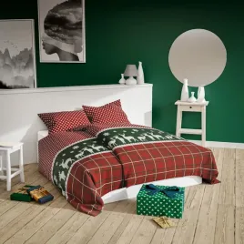 posciel-swiateczna-160x200-renifery-kratka-groszki-czerwona-zielona-xmass