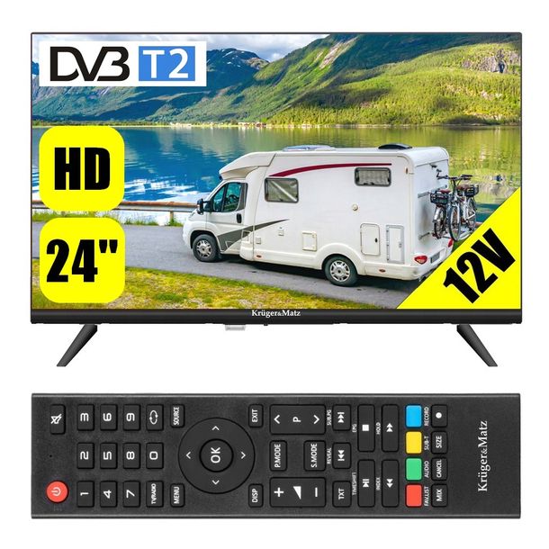 Telewizor do KAMPERA HD 24 cale DVBT2 2x USB 2x HDMI PC audio VGA 230V 12V