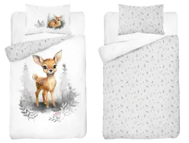 posciel-bambusowa-dziecieca-100x135-biala-i-szara-z-jelonkiem-baby-bamboo