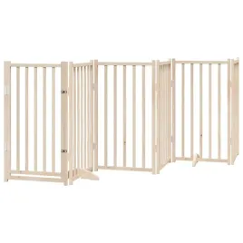 bramka-dla-psa-z-drzwiami-skladana-6-paneli-300-cm-lite-drewno-jodlowe