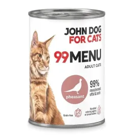 john-dog-for-cats-99-menu-mokra-karma-dla-doroslych-kotow-bazant-400g
