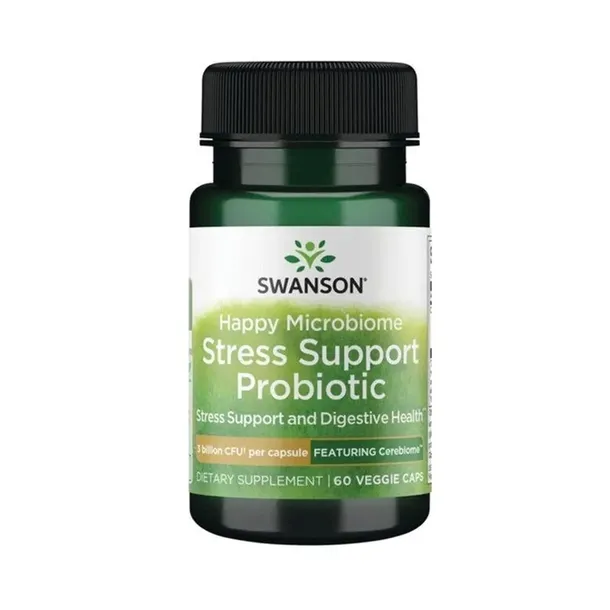 Swanson Happy Microbiome Stress Support, Formuła Psychobiotyczna - 60 kapsu