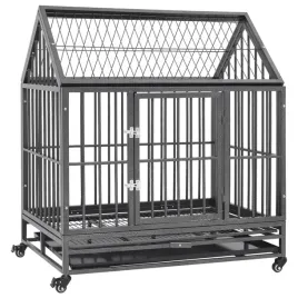 klatka-dla-zwierzat-z-dachem-i-kolkami-czarno-srebrna-92-x-62-x-106-cm