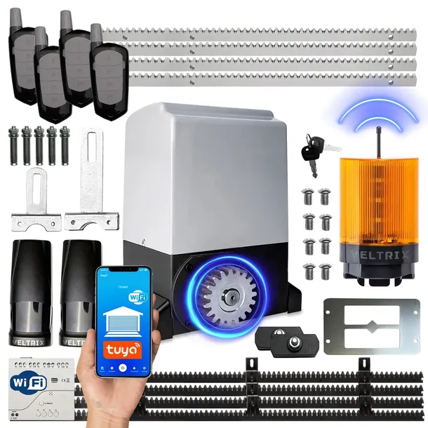 Napęd bramy PRZESUWNEJ ZESTAW 1500kg + 4 piloty + lampa LED + WIFI