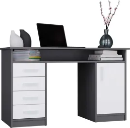 biurko-ada-antracyt-bialy-125-cm-4-szuflady-szafka-polki-do-biura-pokoju