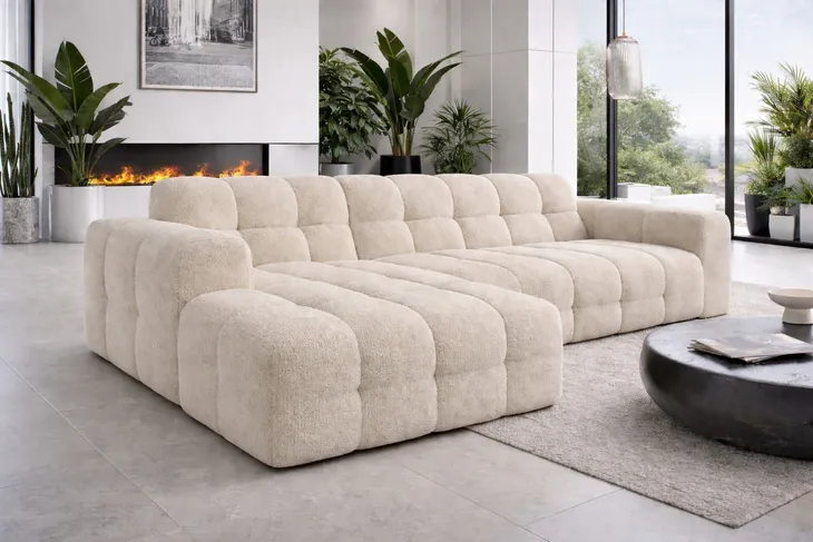 Narożnik LIVARO Baranek Boucle Chmurka Kanapa Sofa