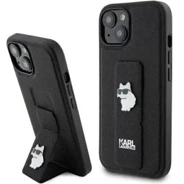 etui-karl-lagerfeld-gripstand-saffiano-choupette-pins-na-iphone-15-czarne
