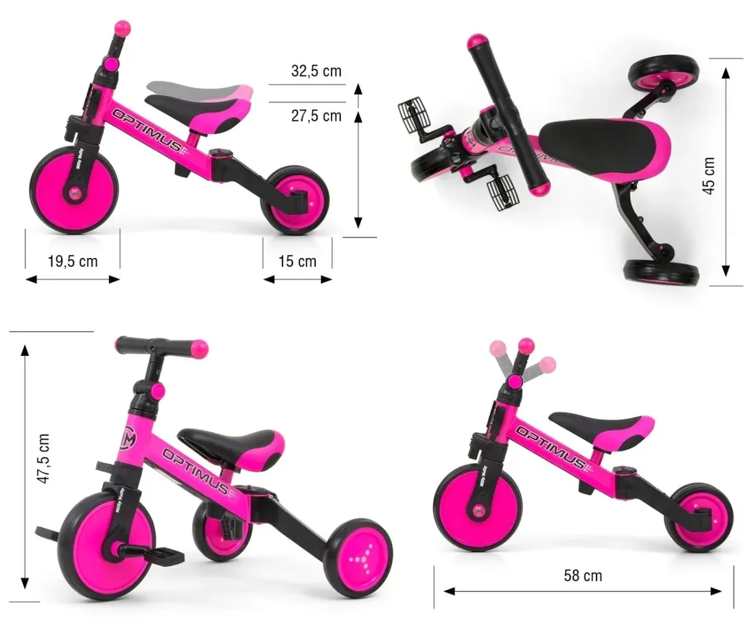 rowerek-3w1-optimus-pink-stan-nowy