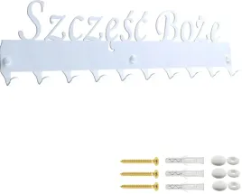 wieszak-z-napisem-szczesc-boze-bialy-metalowy-do-przedpokoju