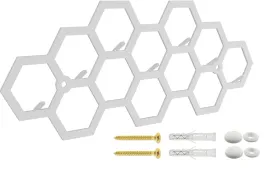 wieszak-scienny-metalowy-na-klucze-hex-plastry-miodu-bialy-loft-30-cm