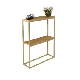 konsola-podwojna-z-polka-przedpokoj-loft-60x20x80-zlota-blat-dab-lancelot