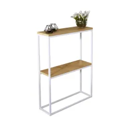 konsola-podwojna-z-polka-przedpokoj-loft-60x20h80-biala-blat-dab-lancelot