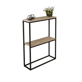 konsola-podwojna-z-polka-przedpokoj-loft-60x20h80-czarna-blat-dab-artisan