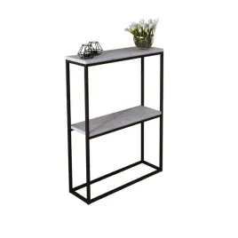 konsola-podwojna-z-polka-przedpokoj-loft-60x20h80-czarna-blat-beton-jasny