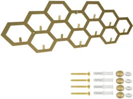 wieszak-scienny-metalowy-hex-plastry-miodu-na-klucze-ubrania-zloty-69-cm