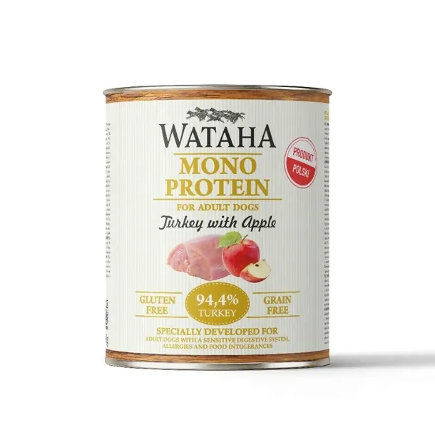 Wataha Monoproteinowa mokra karma psa dorosłego 94,4% indyk z jabłkiem 800g