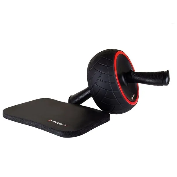 hms-szeroki-walek-kolko-roller-do-cwiczen-mata-kolor-czerwony-czarny-srednica-19-9-cm