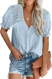bluzka-damska-niebieska-z-koronka-krotki-rekaw-xl