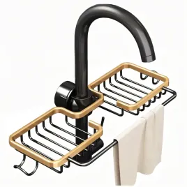 polka-podwojna-do-kranu-35x16x3-ociekacz-organizer-czarny-zloty-suszarka