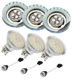 3x-oprawa-halogenowa-sufitowa-bialy-pasek-led-zarowka-led-gu10-3w-zestaw