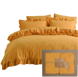 posciel-220x200-bawelniana-turecka-musztardowa-stonewashed-z-falbanka