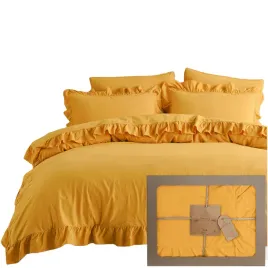 posciel-220x200-bawelniana-turecka-zolta-stonewashed-z-falbanka-na-prezent
