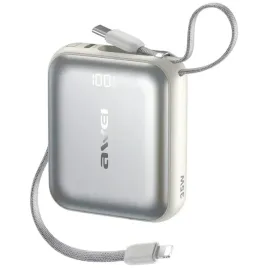 powerbank-awei-as-181-10000mah-35w-usb-c-kable-lightning-usb-c-srebrny