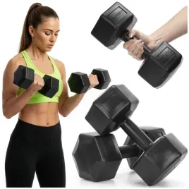 ciezarki-2x10-kg-hexagonalne-do-cwiczen-fitness-hantle-zestaw-2-szt-czarne