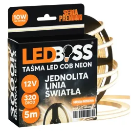 tasma-led-cob-12v-5m-320led-m-3000k-neon-900lm-ciepla-ledboss-mocna-ip20