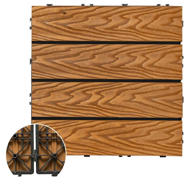 Podest tarasowy panel WPC 30x30x2cm TEAK płytka kompozyt 0,09mkw zatrzask