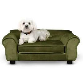 sofa-dla-psa-lucy-oliwkowa-kanapa-dla-kota-psa-tapicerowana-welurowa