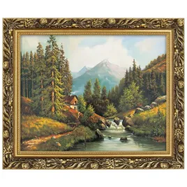 obraz-nad-potokiem-marian-kaszuba-40x50-cm-w-zlotej-ramie-makowka