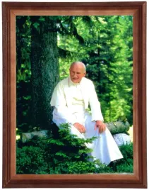 obraz-religijny-w-ramie-drewnianej-30x40cm-jan-pawel-ii-pod-drzewem